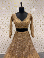 Glittering Geometric Sequin Work Flared Lehenga Set