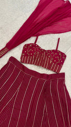 Embellished Crop Top with Foil Printed Flared Palazzo Pants - Surat Wholesale Ethnic Wear (Photo 4)