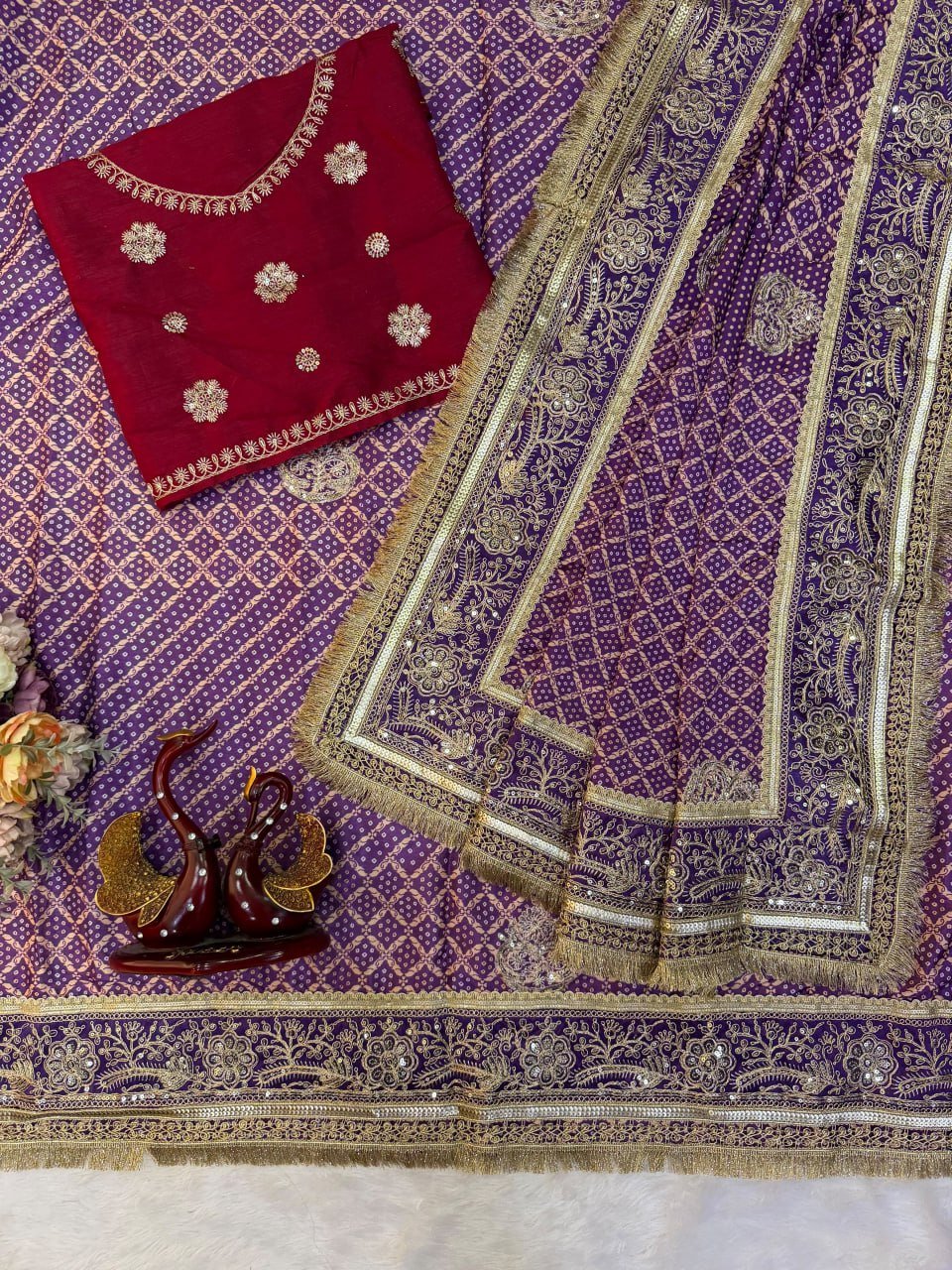 Royal Heritage Embroidered Saree with Intricate Floral Border Detailing