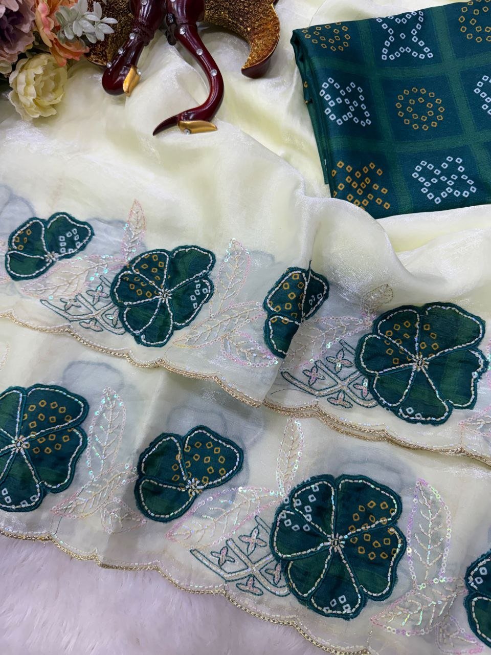 Artisanal Motif Draped Saree for Timeless Festive Charm