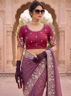Regal Tradition Embroidered Saree with Intricate Floral Border and Royal Charm - Surat Wholesale Ethnic Wear (Photo 4)