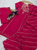 Subtle Grace Embroidered Straight Kurta Set with Tasseled Hem Dupatta