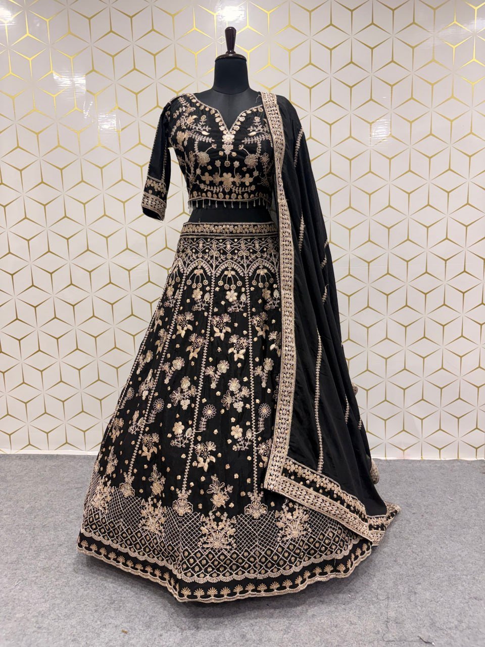 Heavily Embellished Sequined Crop Top Lehenga Choli Set