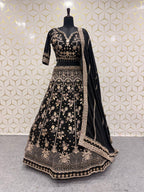 Heavily Embellished Sequined Crop Top Lehenga Choli Set
