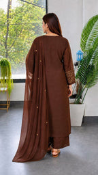 Artisanal Embroidered Straight Kurta Set with Sheer Dupatta - Surat Wholesale Ethnic Wear (Photo 4)