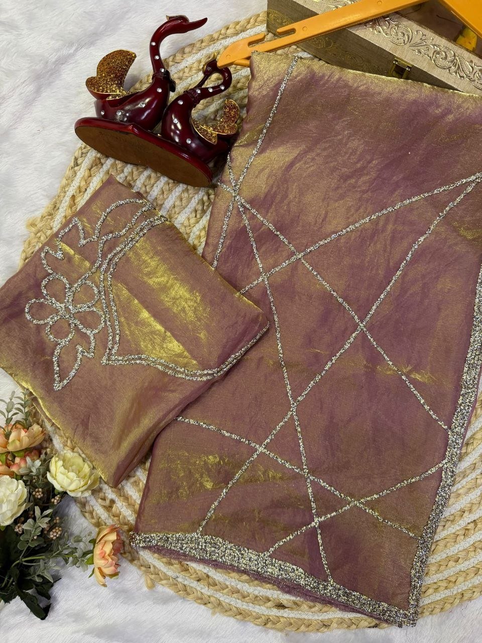 Subtle Grace Embellished Saree with Shimmering Border and Delicate Diamond Patterns - Surat Wholesale Ethnic Wear (Photo 4)