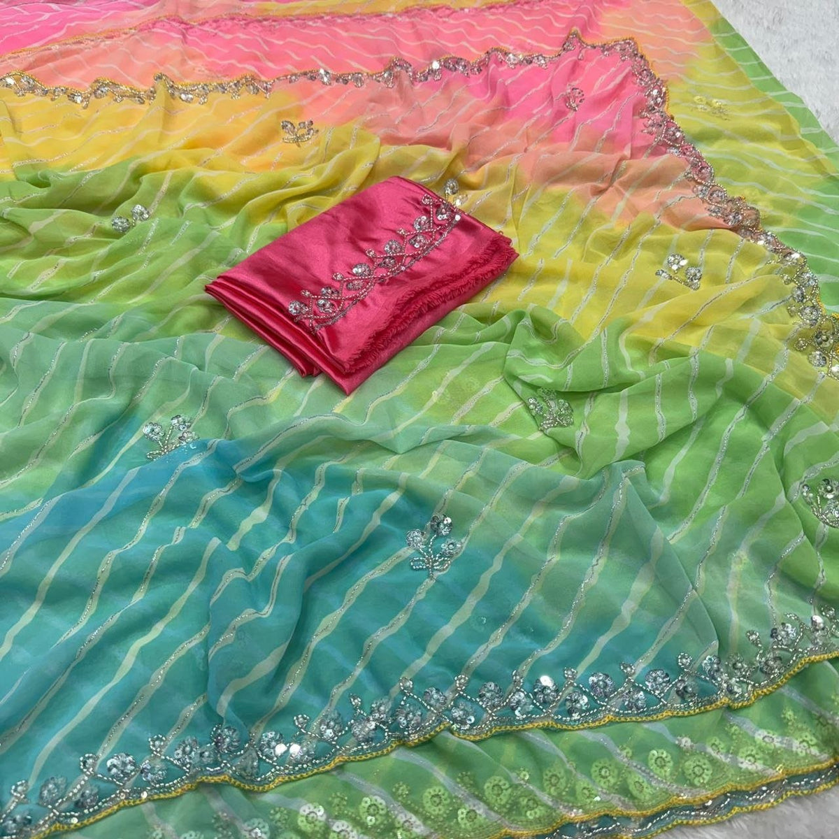 Sunlit & Vibrant Contemporary Draped Saree Ensemble