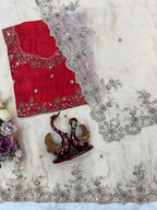 Royal Heritage Floral Embroidered Saree with Intricate Sequin Border and Designer Blouse
