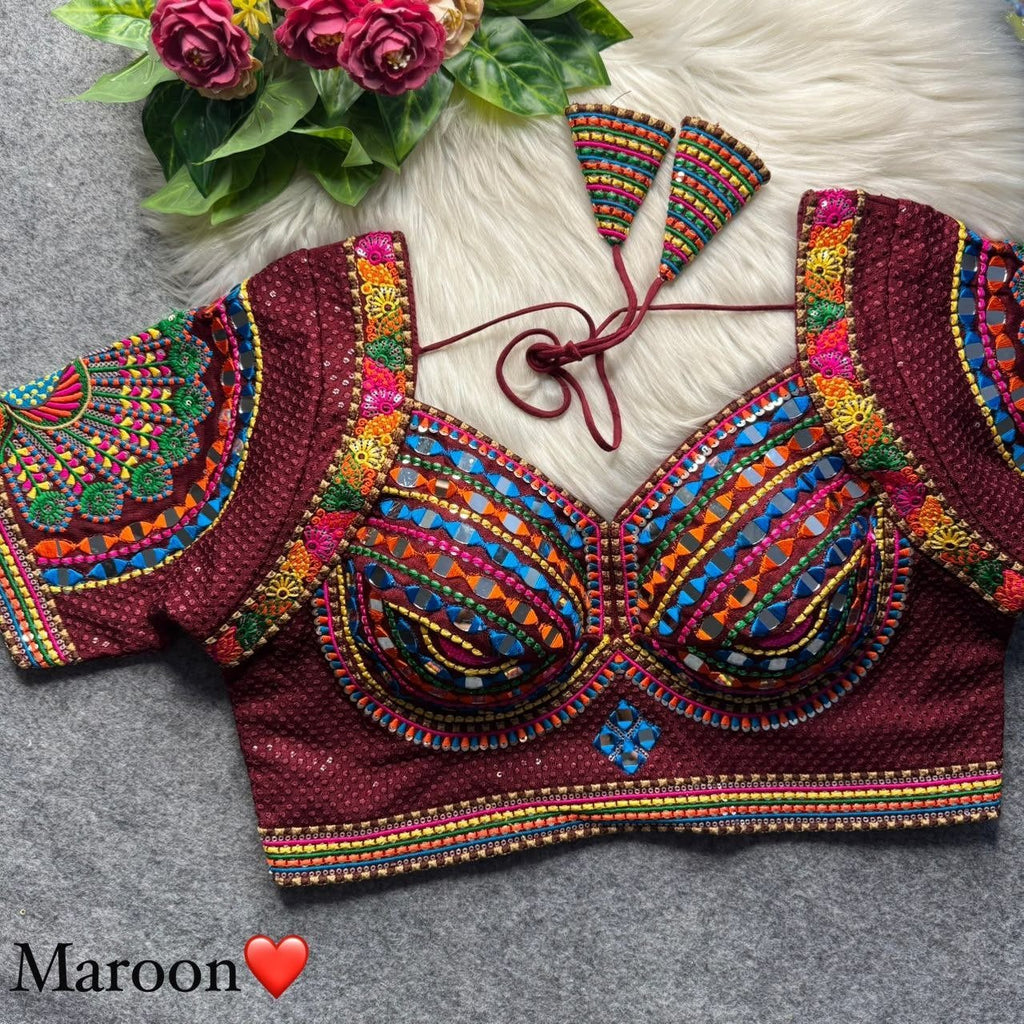 Boho Ethnic Fusion Peacock Handcrafted Heavy Embroidered Blouse