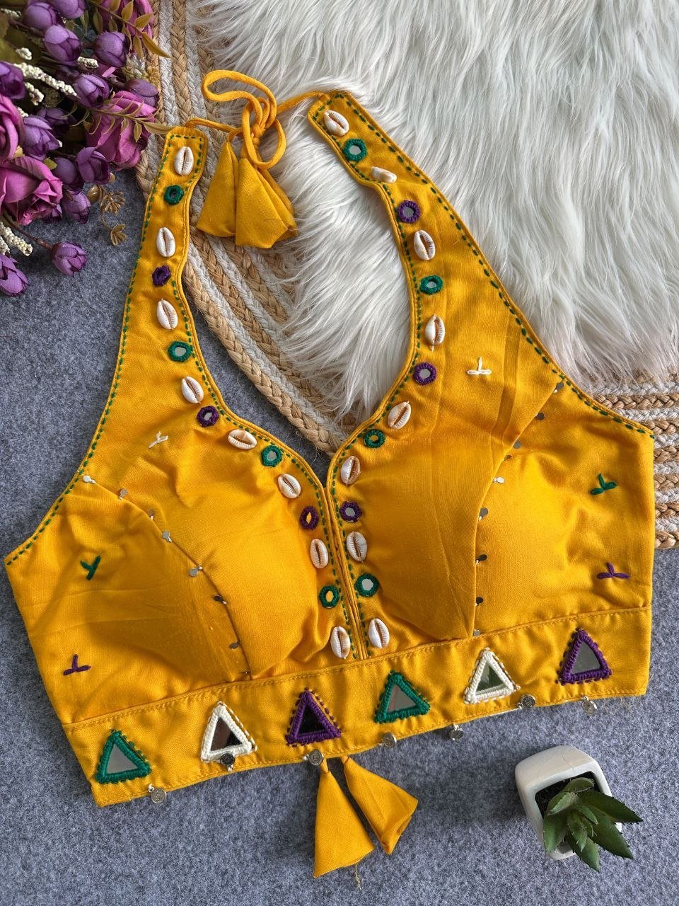 Artisanal Handcrafted Shell Embroidered Ethnic Blouse
