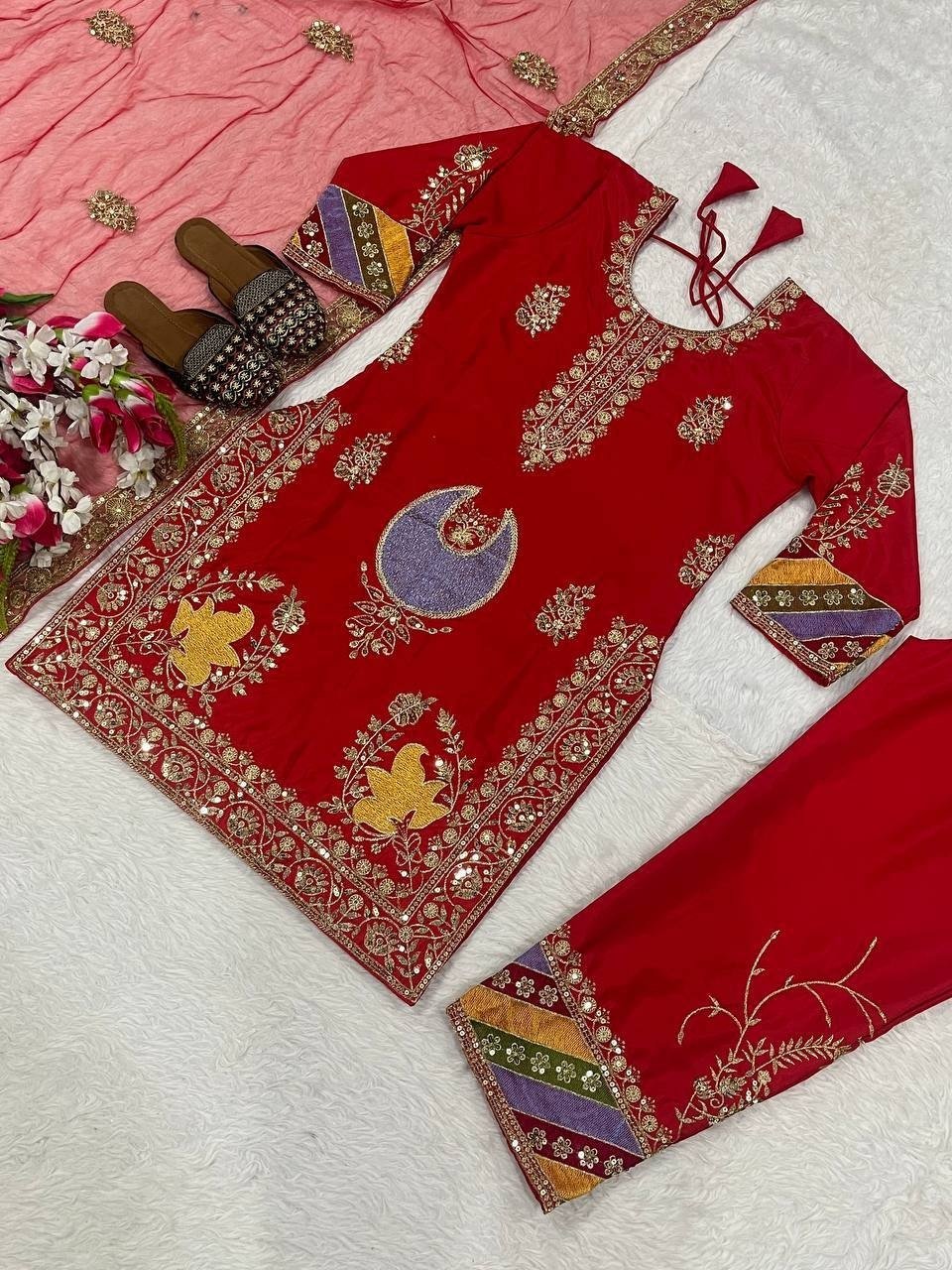 Regal Heritage Embroidered Suit Ensemble for Festive Celebrations