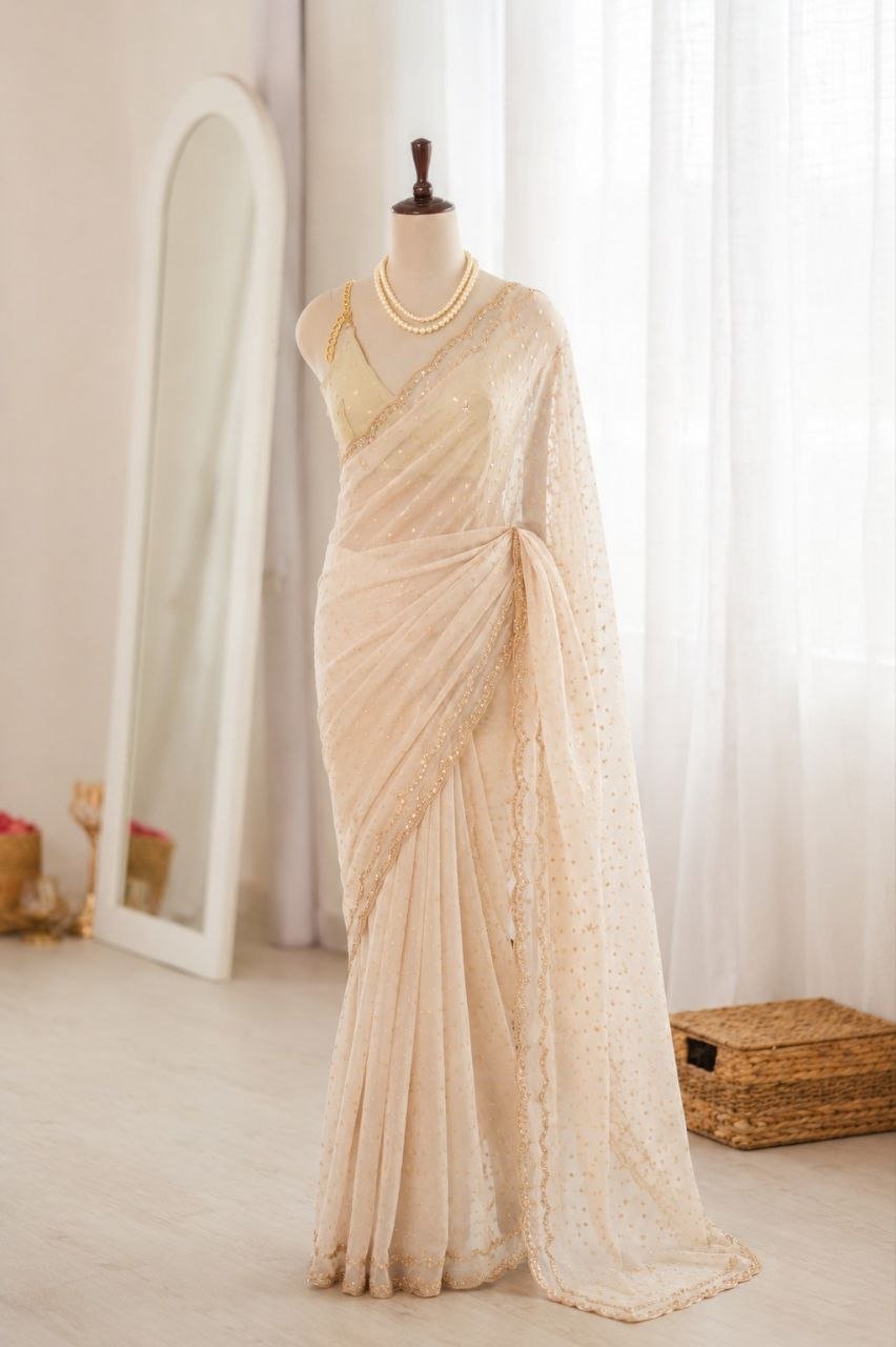 Ethereal Dotted Drapes with Delicate Lace Border Charm