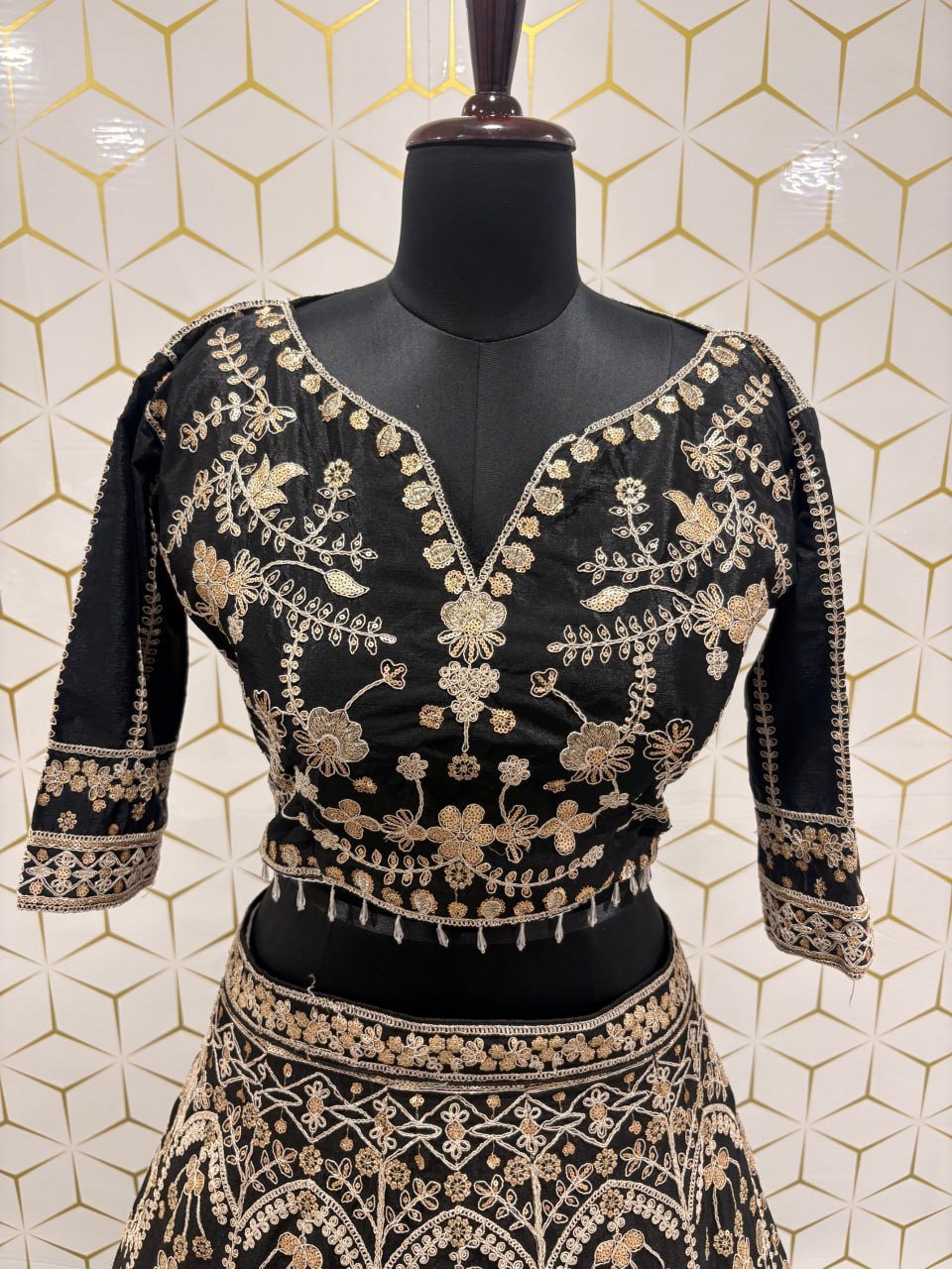 Heavily Embellished Sequined Crop Top Lehenga Choli Set