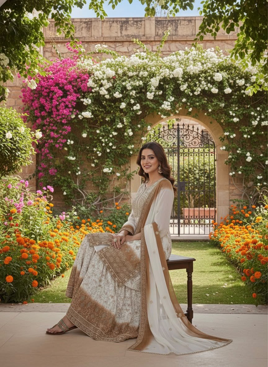 Intricately Embroidered Sharara Suit Set With Border Dupatta - Surat Wholesale Ethnic Wear (Photo 5)