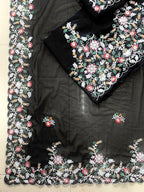 Midnight Radiance Handcrafted Floral Embroidered Saree for Grand Evenings - Surat Wholesale Ethnic Wear (Photo 5)