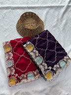 Royal Heritage Geometric Embroidered Saree with Multicolour Zari Border and Intricate Designer Blouse