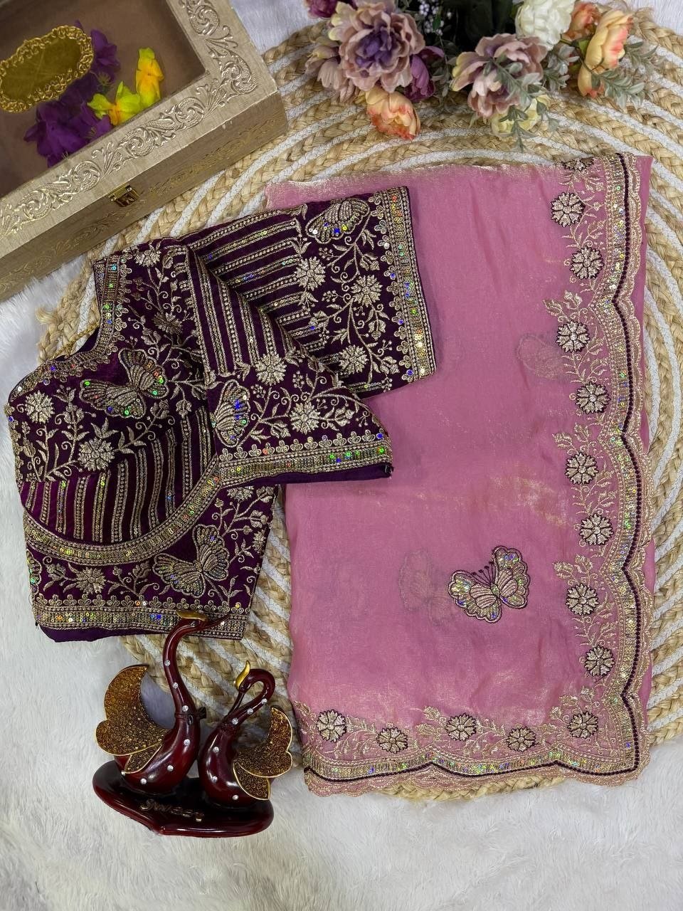 Royal Draped Saree with Intricate Embroidered Blouse