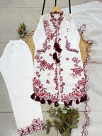 Contemporary Floral Embroidered Suit with Delicate Sheer Dupatta
