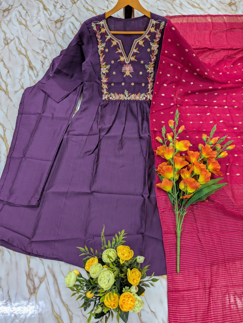 Regal Heritage Floral Embroidered Anarkali Suit Ensemble
