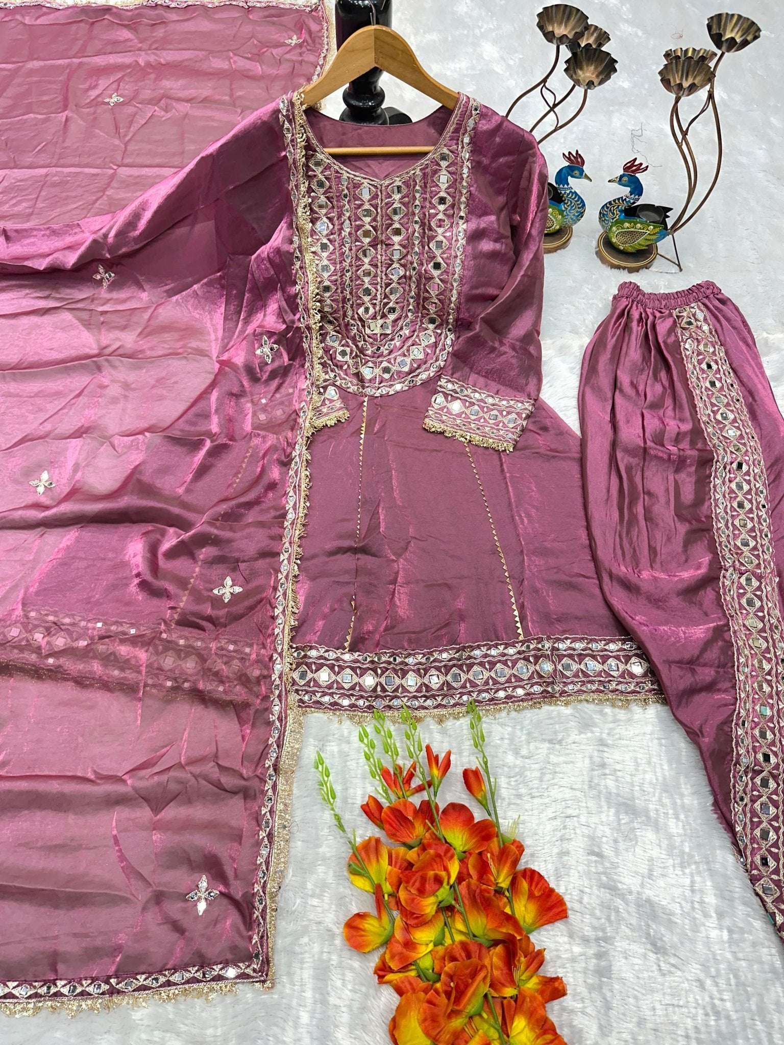 Regal Mirrorwork Palazzo Ensemble for Festive Celebrations