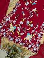 Embroidered Floral Straight Kurta Set with Chiffon Dupatta
