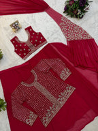Sequined Heavy Work Jacket With Pre Stitched Draped Saree Set