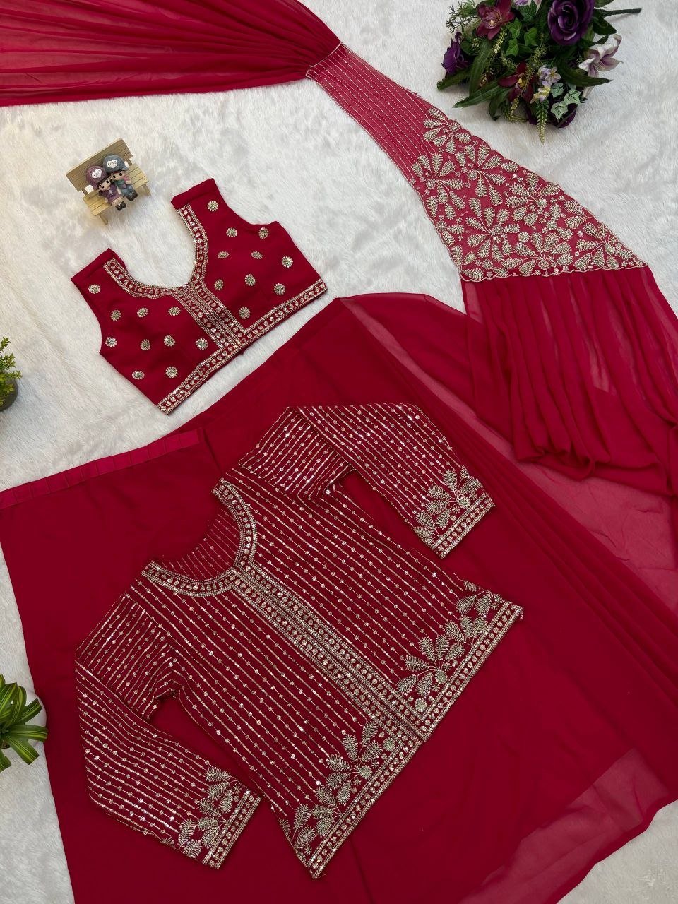 Sequined Heavy Work Jacket With Pre Stitched Draped Saree Set