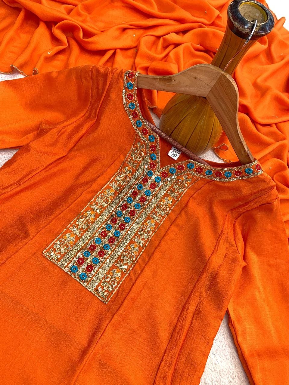 Festive Celebration Embroidered Neckline Anarkali Suit Set