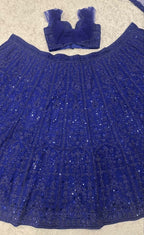 Sequined Tone-on-Tone Embroidered Sleeveless Lehenga Set with Dupatta