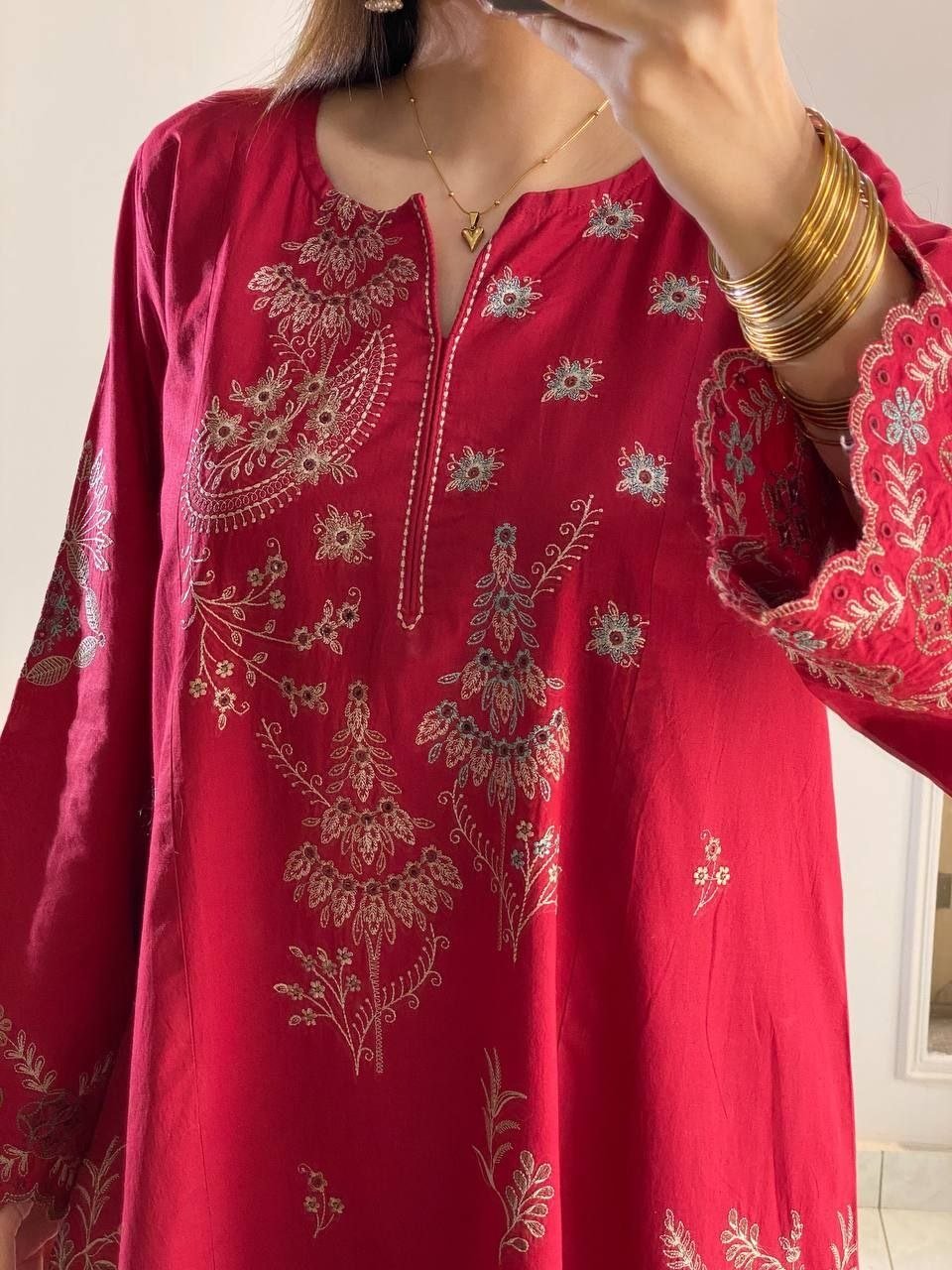 Royal Heritage Intricately Embroidered Kurta and Palazzo Set