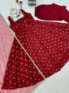 Royal Heritage Embroidered Anarkali Ensemble with Intricate Traditional Motifs