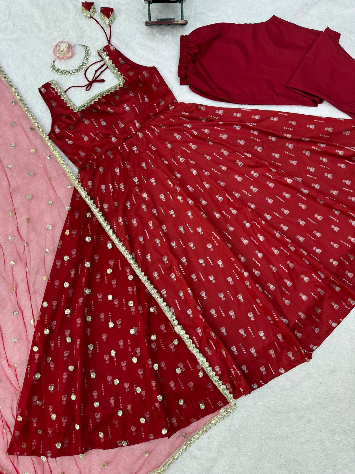 Royal Heritage Embroidered Anarkali Ensemble with Intricate Traditional Motifs