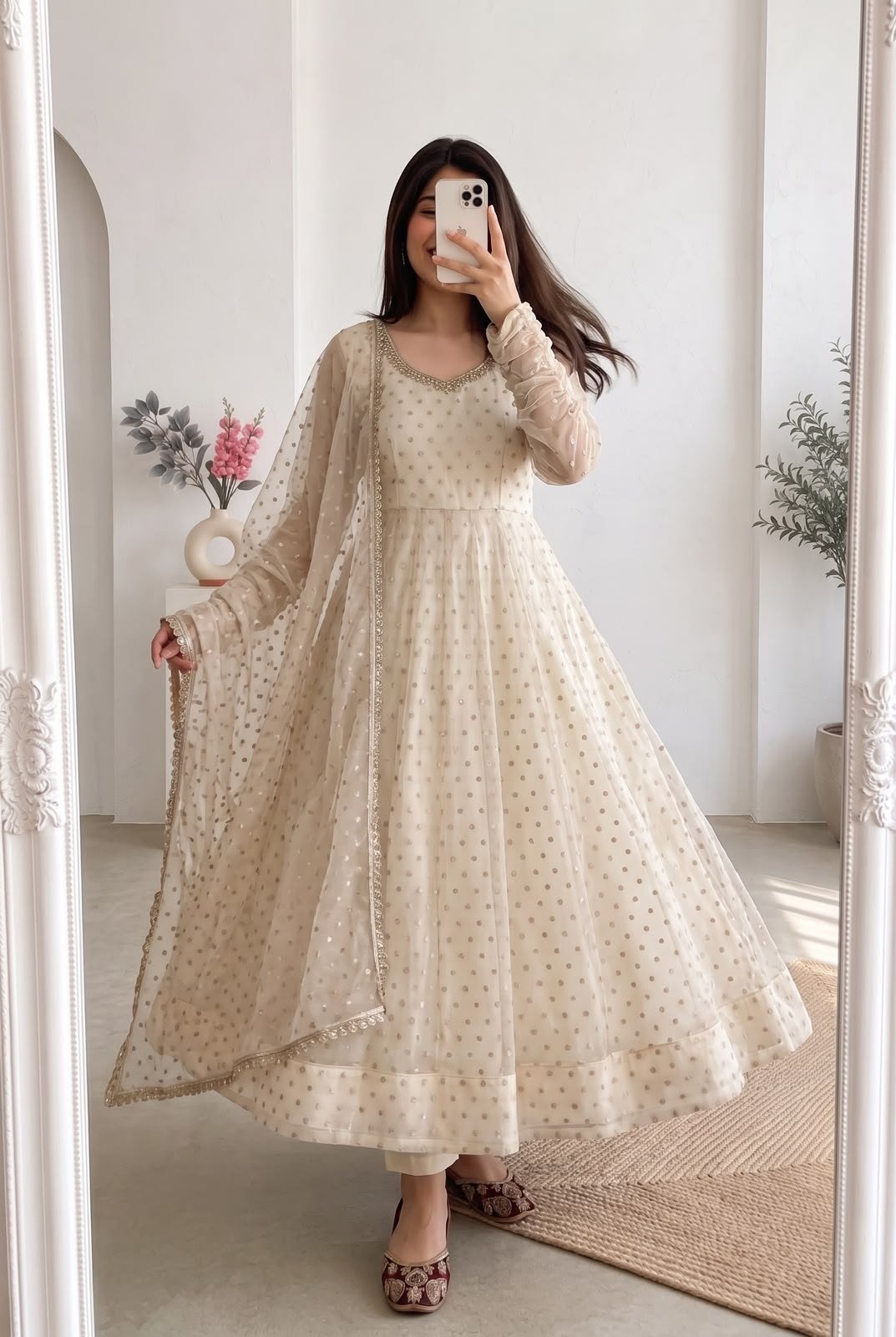 Regal Tradition Embellished Anarkali Ensemble with Intricate Border Detailing