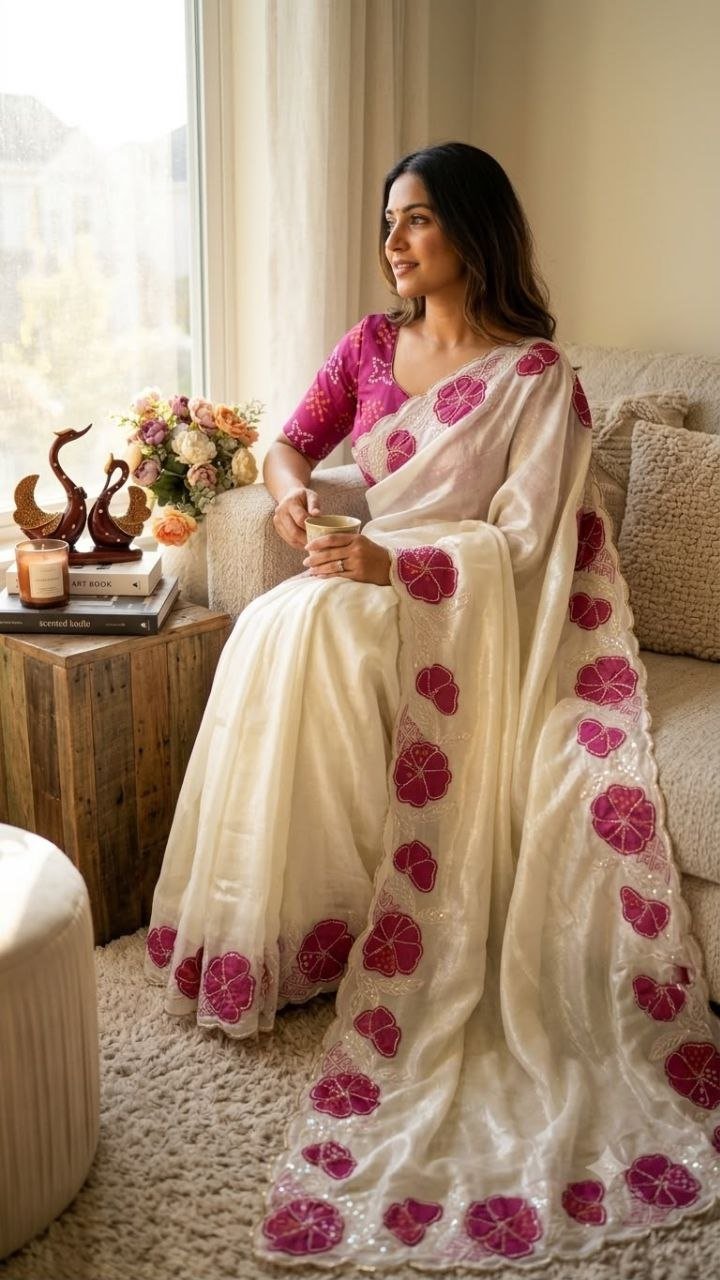 Artisanal Motif Draped Saree for Timeless Festive Charm