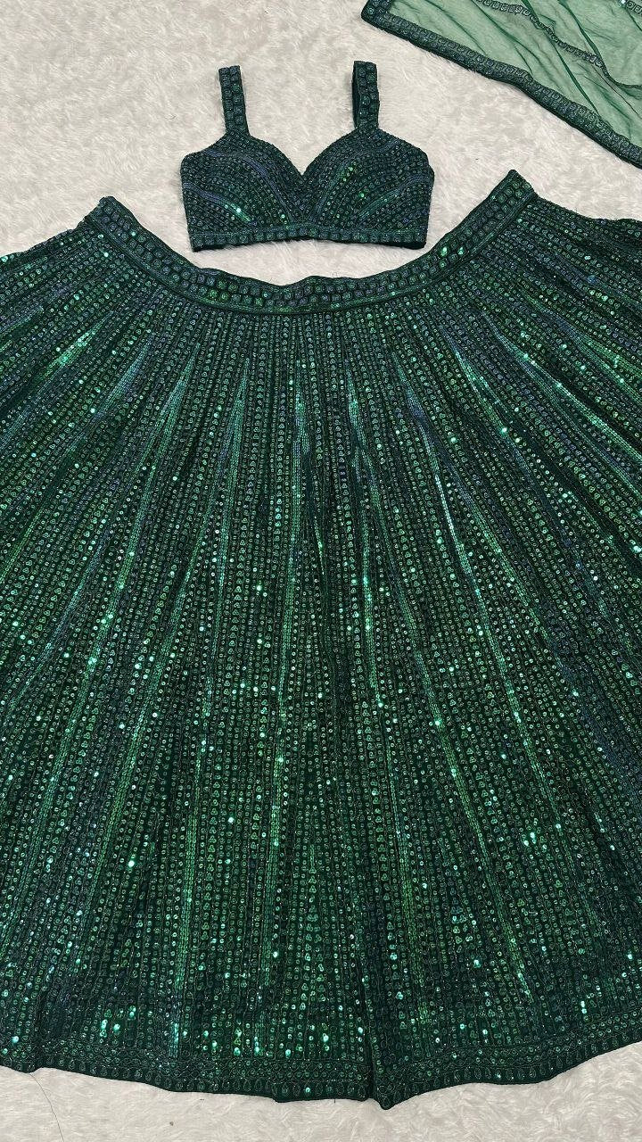 All Over Sequined Glamour Lehenga Set with Bralette Blouse - Surat Wholesale Ethnic Wear (Photo 5)