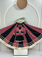 Printed Panel Flared Lehenga Choli with Lace Border Dupatta