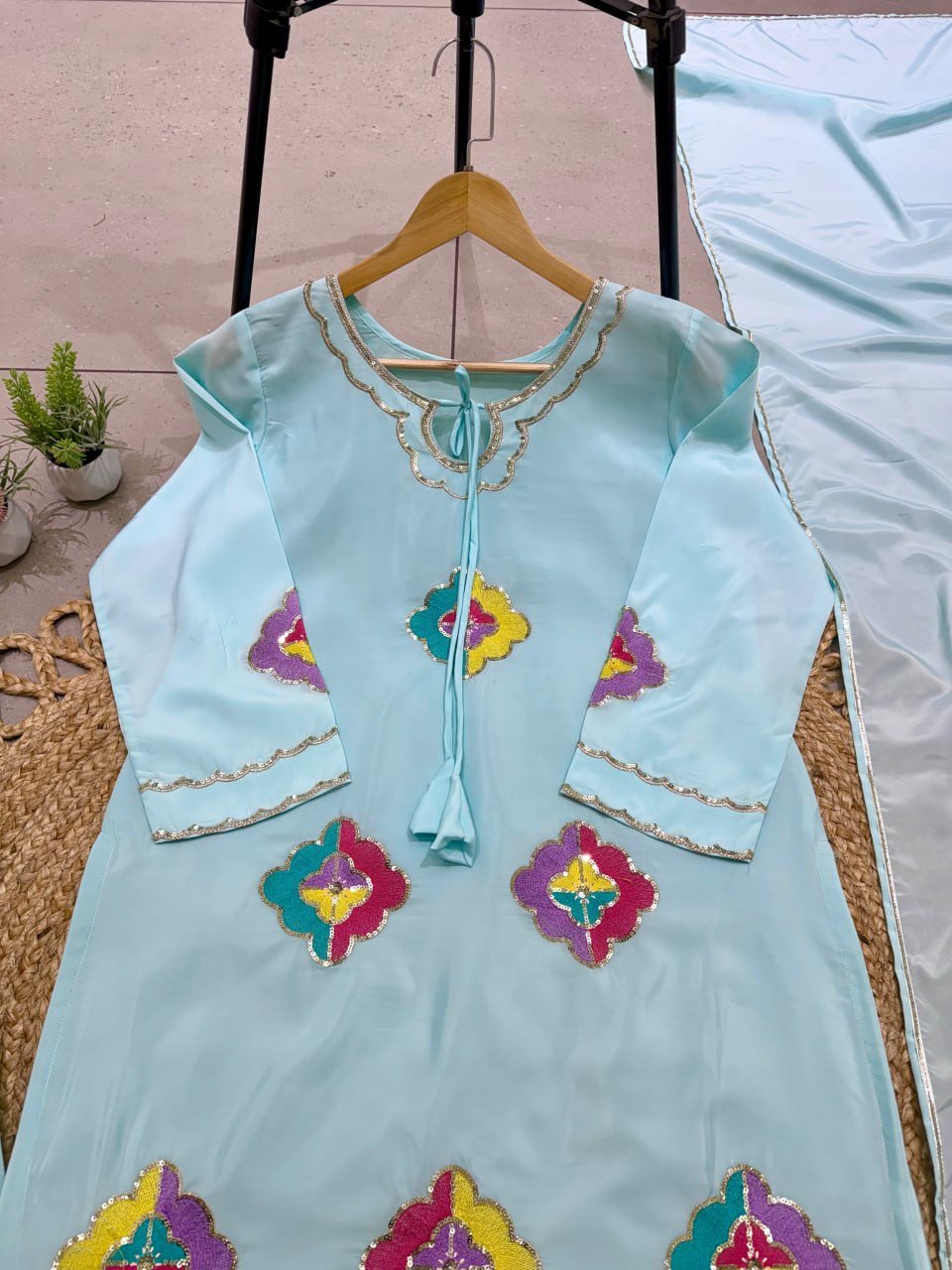 Embroidered Straight Kurta With Salwar And Dupatta - Surat Wholesale Ethnic Wear (Photo 5)