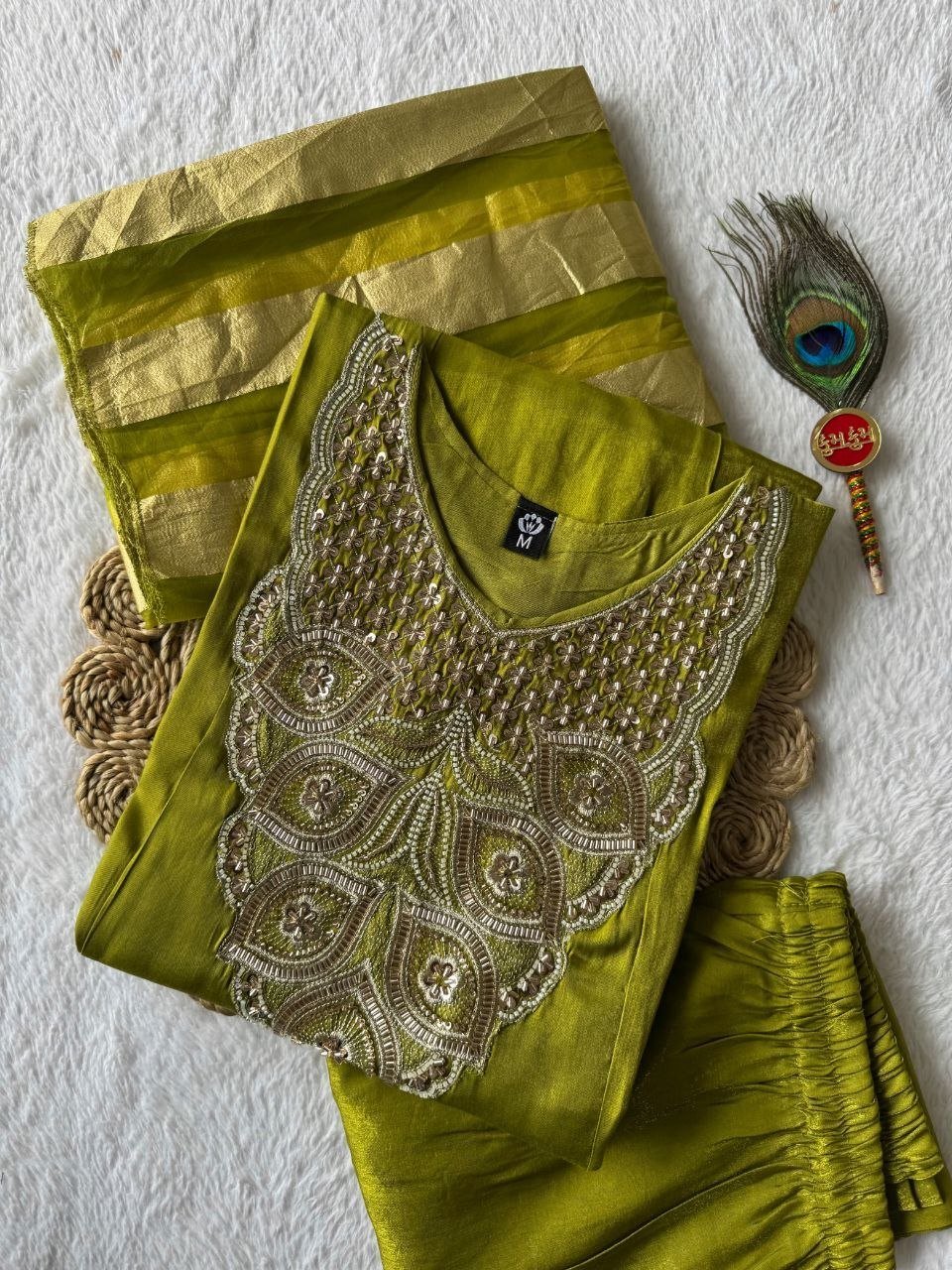Regal Heritage Embroidered Kurta Set with Statement Dupatta