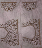 Opulent Floral Embroidered Net Saree with Scalloped Border and Matching Blouse