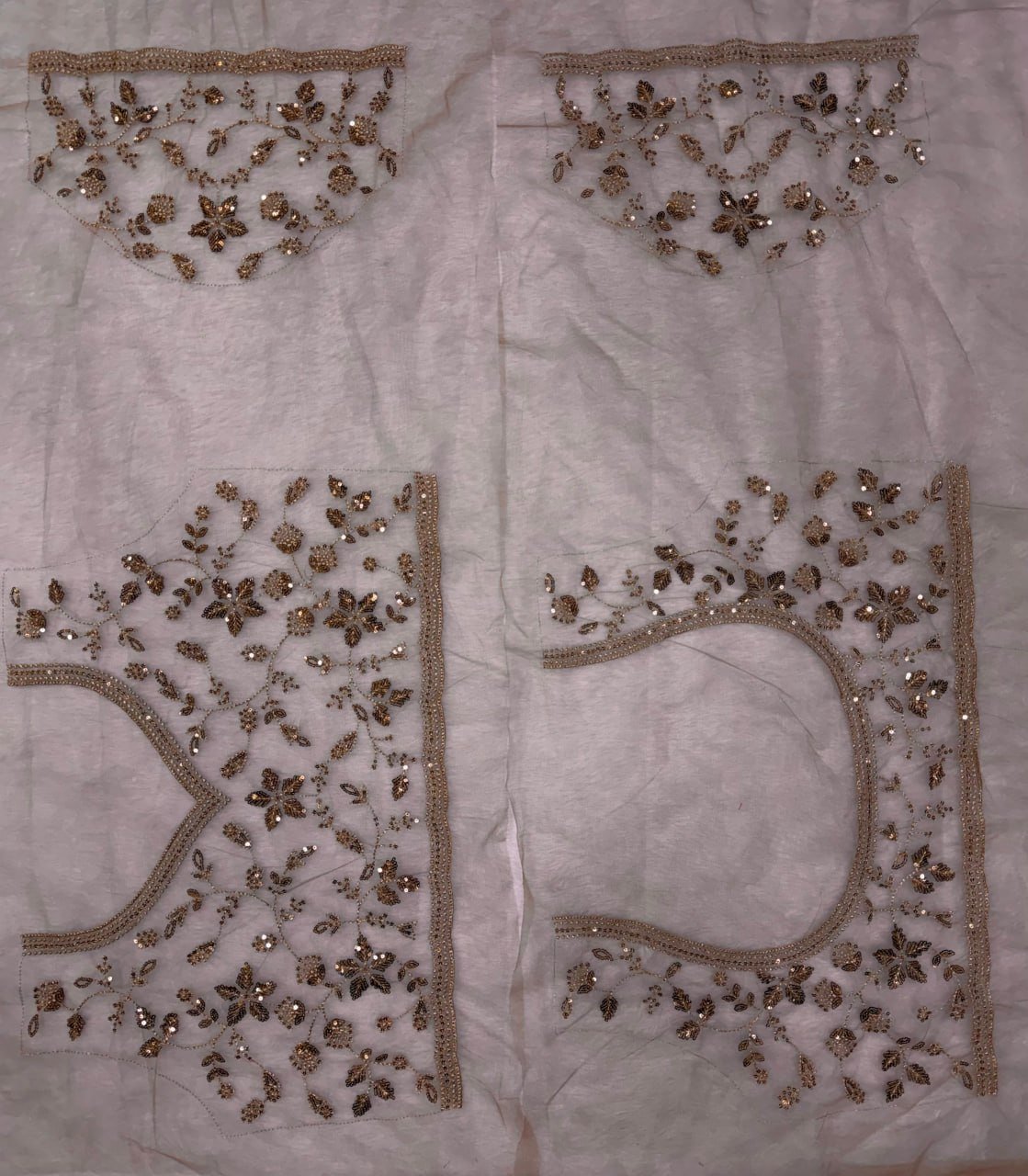 Opulent Floral Embroidered Net Saree with Scalloped Border and Matching Blouse