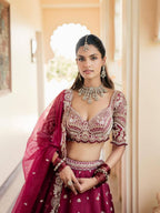 Ornate Dori Embroidered Velvet Lehenga Set with Heavily Embellished Border
