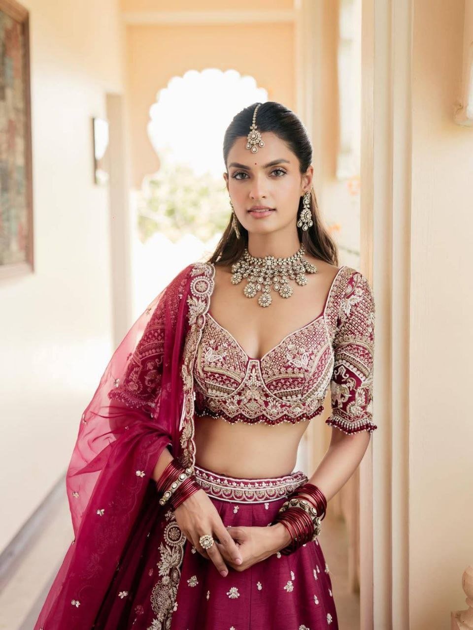 Ornate Dori Embroidered Velvet Lehenga Set with Heavily Embellished Border