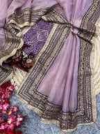 Royal Heritage Embroidered Saree with Intricate Zari Border Detailing - Surat Wholesale Ethnic Wear (Photo 5)