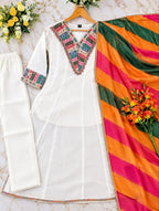 Artisanal Embroidered Anarkali Suit Set With Multihued Leheriya Dupatta - Surat Wholesale Ethnic Wear (Photo 5)