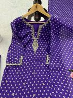 Bandhani Print Kurta Set with Mirror Work Accents