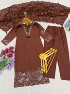 Artisanal Embroidered Straight Kurta Set with Sheer Dupatta - Surat Wholesale Ethnic Wear (Photo 5)