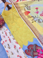 Sunlit & Vibrant Chikankari Cutwork Kurta with Printed Bottom
