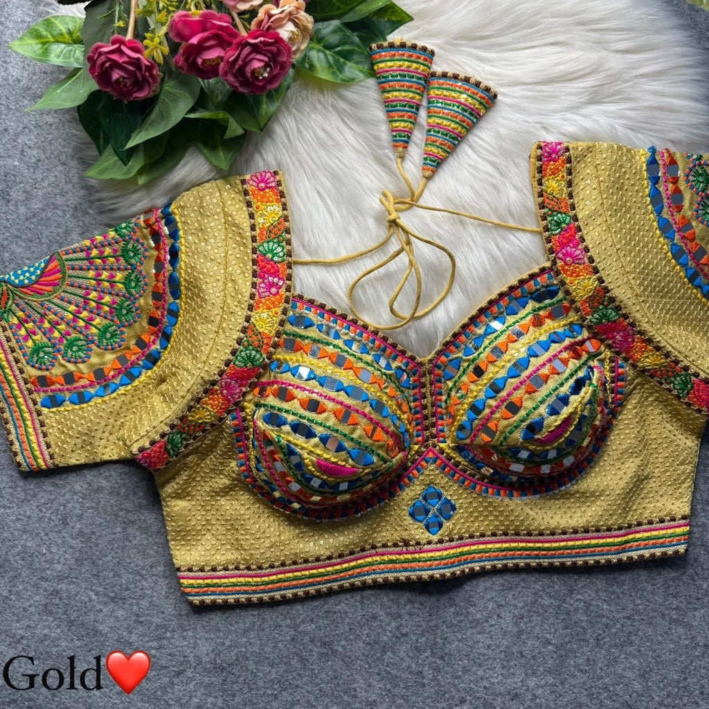 Boho Ethnic Fusion Peacock Handcrafted Heavy Embroidered Blouse