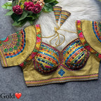 Boho Ethnic Fusion Peacock Handcrafted Heavy Embroidered Blouse