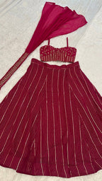 Embellished Crop Top with Foil Printed Flared Palazzo Pants - Surat Wholesale Ethnic Wear (Photo 5)